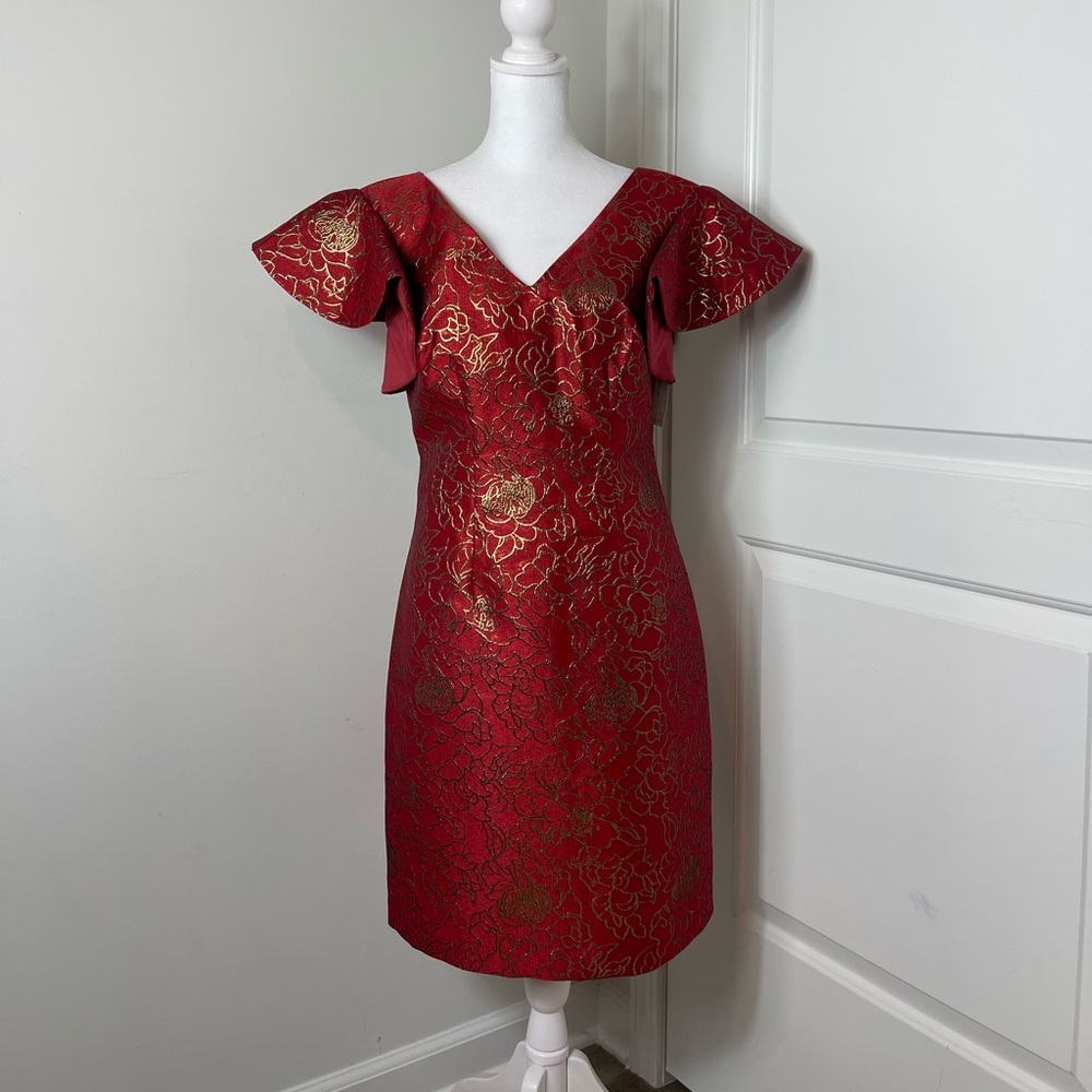 Trina Turk Red and Gold Mini Dress